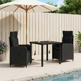 Outdoor Dining Set 3 pcs Black Poly Rattan