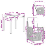 Outdoor Dining Set 3 pcs Black Poly Rattan - Extra Image