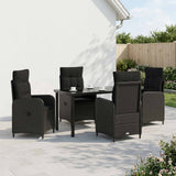 Outdoor Dining Set 5 pcs Black Poly Rattan