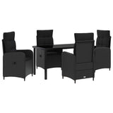 Outdoor Dining Set 5 pcs Black Poly Rattan