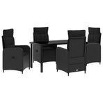 Outdoor Dining Set 5 pcs Black Poly Rattan