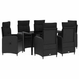 Outdoor Dining Set 7 pcs Black Poly Rattan