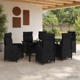 Outdoor Dining Set 7 pcs Black Poly Rattan