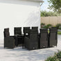 Outdoor Dining Set 9 pcs Black Poly Rattan