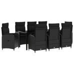 Outdoor Dining Set 9 pcs Black Poly Rattan