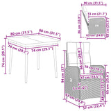 Sofa Table Set 3 pcs Black PE Rattan and Powder-Coated Steel