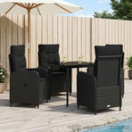 Sofa Table Set 5 pcs Black PE Rattan and Powder-Coated Steel