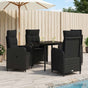 Sofa Table Set 5 pcs Black PE Rattan and Powder-Coated Steel