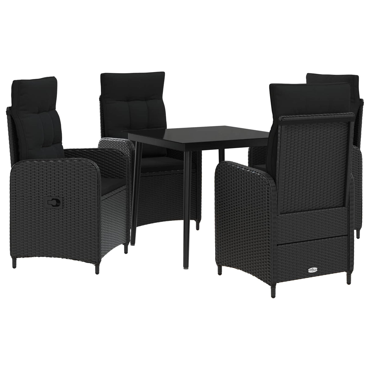 Sofa Table Set 5 pcs Black PE Rattan and Powder-Coated Steel