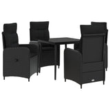 Sofa Table Set 5 pcs Black PE Rattan and Powder-Coated Steel