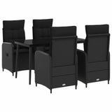 Sofa Table Set 5 pcs Black PE Rattan and Powder-Coated Steel