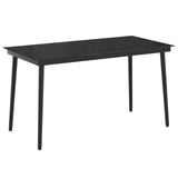 Sofa Table Set 5 pcs Black PE Rattan and Powder-Coated Steel