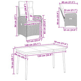 Sofa Table Set 5 pcs Black PE Rattan and Powder-Coated Steel