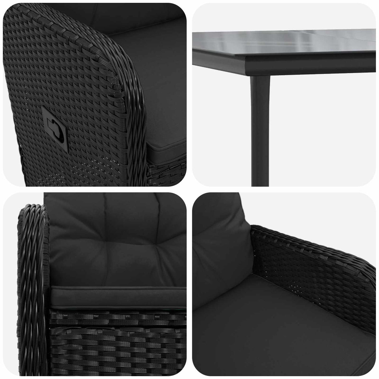Sofa Table Set 7 pcs PE Rattan and Powder-Coated Steel