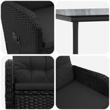 Sofa Table Set 7 pcs PE Rattan and Powder-Coated Steel