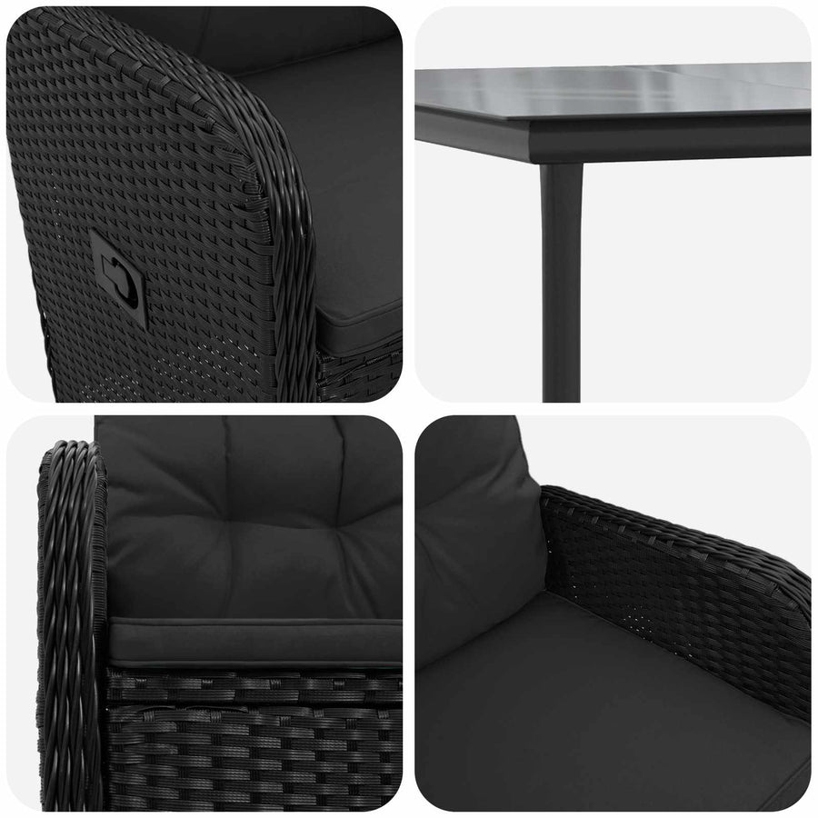Sofa Table Set 7 pcs PE Rattan and Powder-Coated Steel