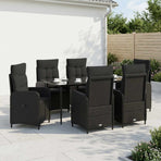 Sofa Table Set 7 pcs PE Rattan and Powder-Coated Steel