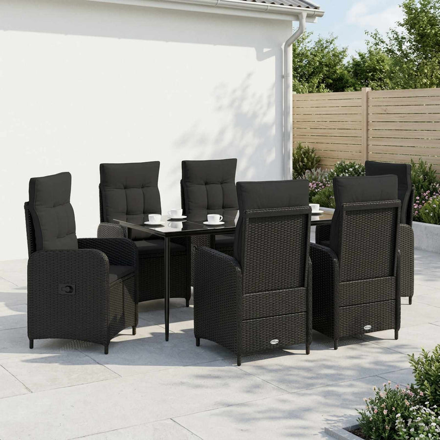Sofa Table Set 7 pcs PE Rattan and Powder-Coated Steel
