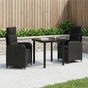 Garden Dining Set 3 pcs Black Poly Rattan