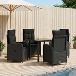 Garden Dining Set 5 pcs Black Poly Rattan