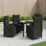Garden Dining Set 5 pcs Black Poly Rattan