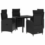 Garden Dining Set 5 pcs Black Poly Rattan
