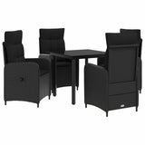 Sofa Table Set 5 pcs Black PE Rattan and Powder-Coated Steel