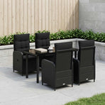 Garden Dining Set 5 pcs Black Poly Rattan