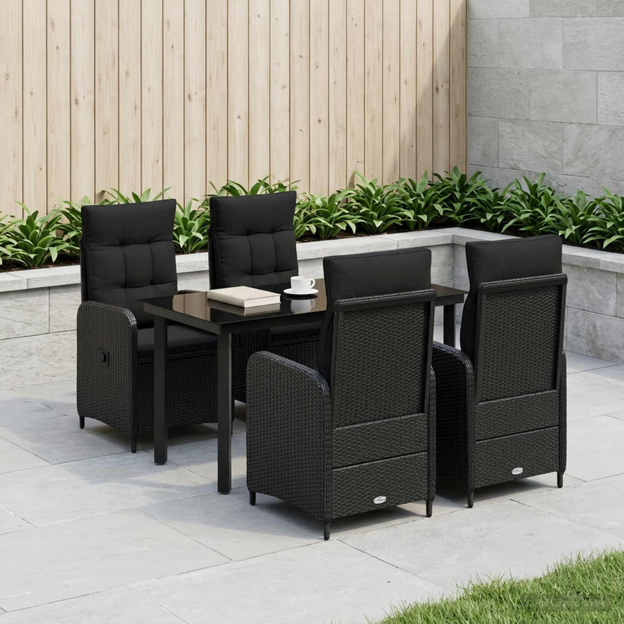 Garden Dining Set 5 pcs Black Poly Rattan