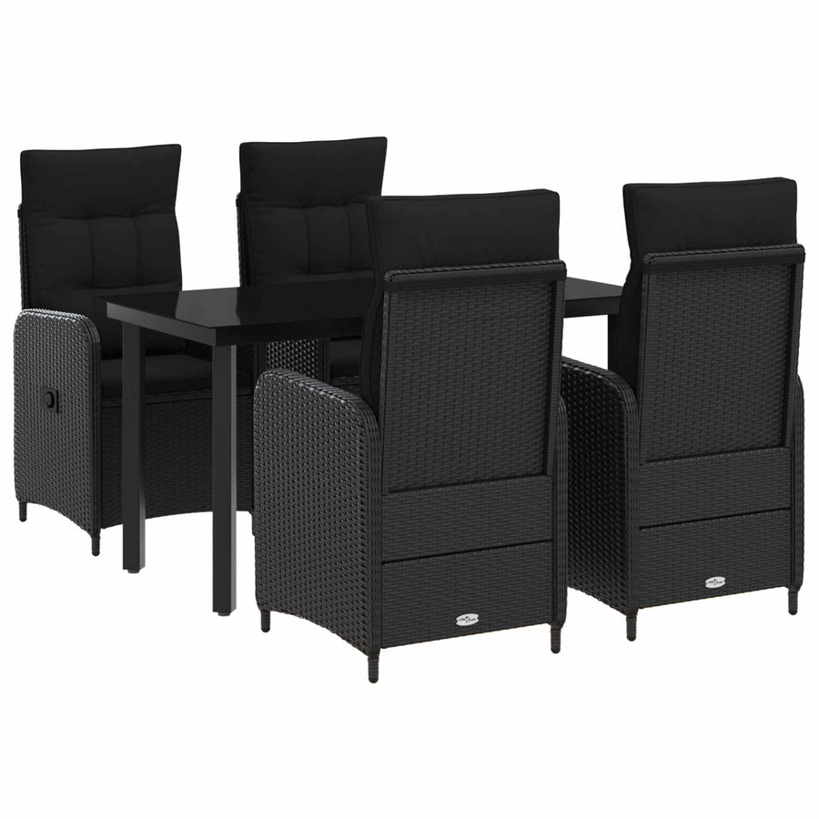 Garden Dining Set 5 pcs Black Poly Rattan