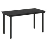 Sofa Table Set 5 pcs Black PE Rattan and Powder-Coated Steel