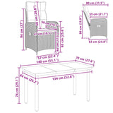 Sofa Table Set 5 pcs Black PE Rattan and Powder-Coated Steel