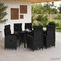 Garden Dining Set 7 pcs Black Poly Rattan