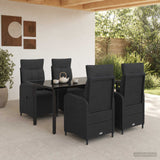 Garden Dining Set 5 pcs Black Poly Rattan