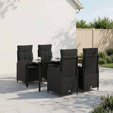 Garden Dining Set 5 pcs Black Poly Rattan