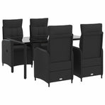 Garden Dining Set 5 pcs Black 160 x 80 x 74 cm Poly Rattan