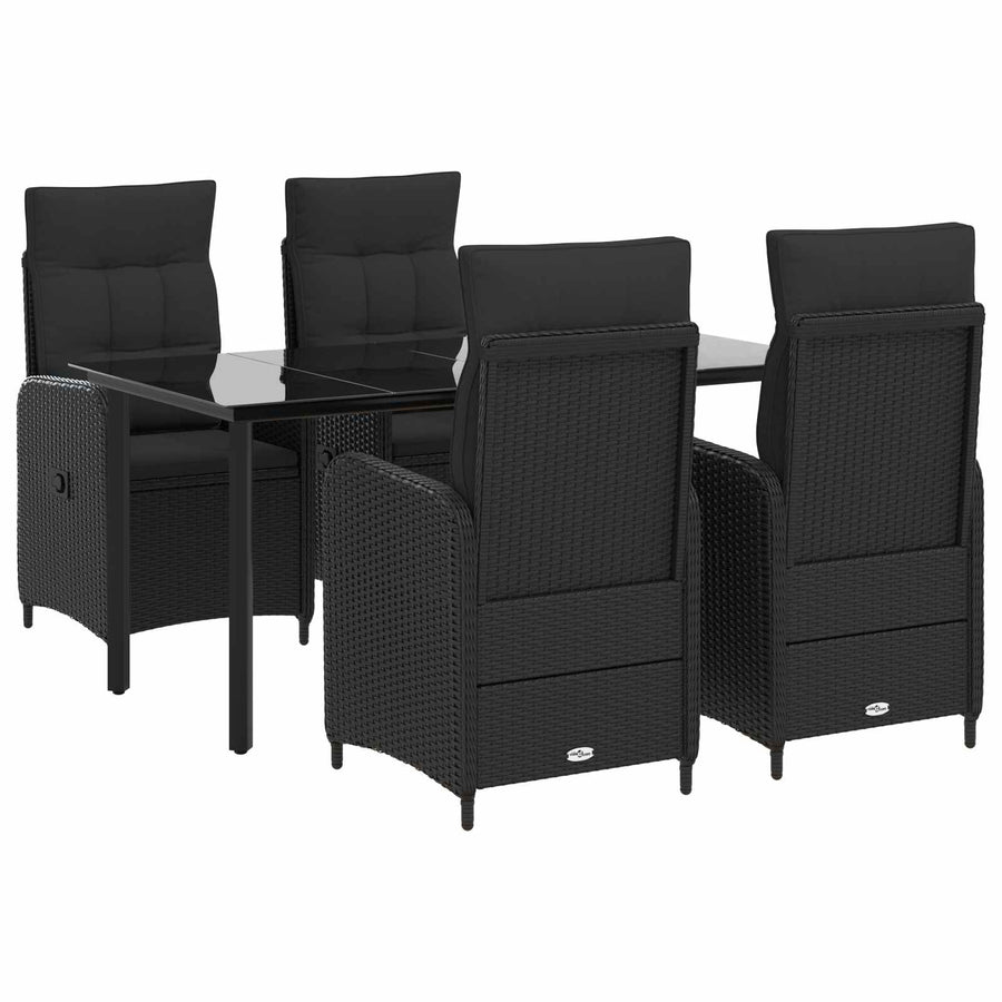 Garden Dining Set 5 pcs Black 160 x 80 x 74 cm Poly Rattan