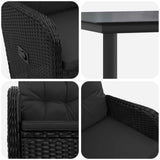 Sofa Table Set 7 pcs PE Rattan and Powder-Coated Steel