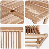 Garden Furniture Set 5 pcs Natural Solid Teak Wood - Rear View