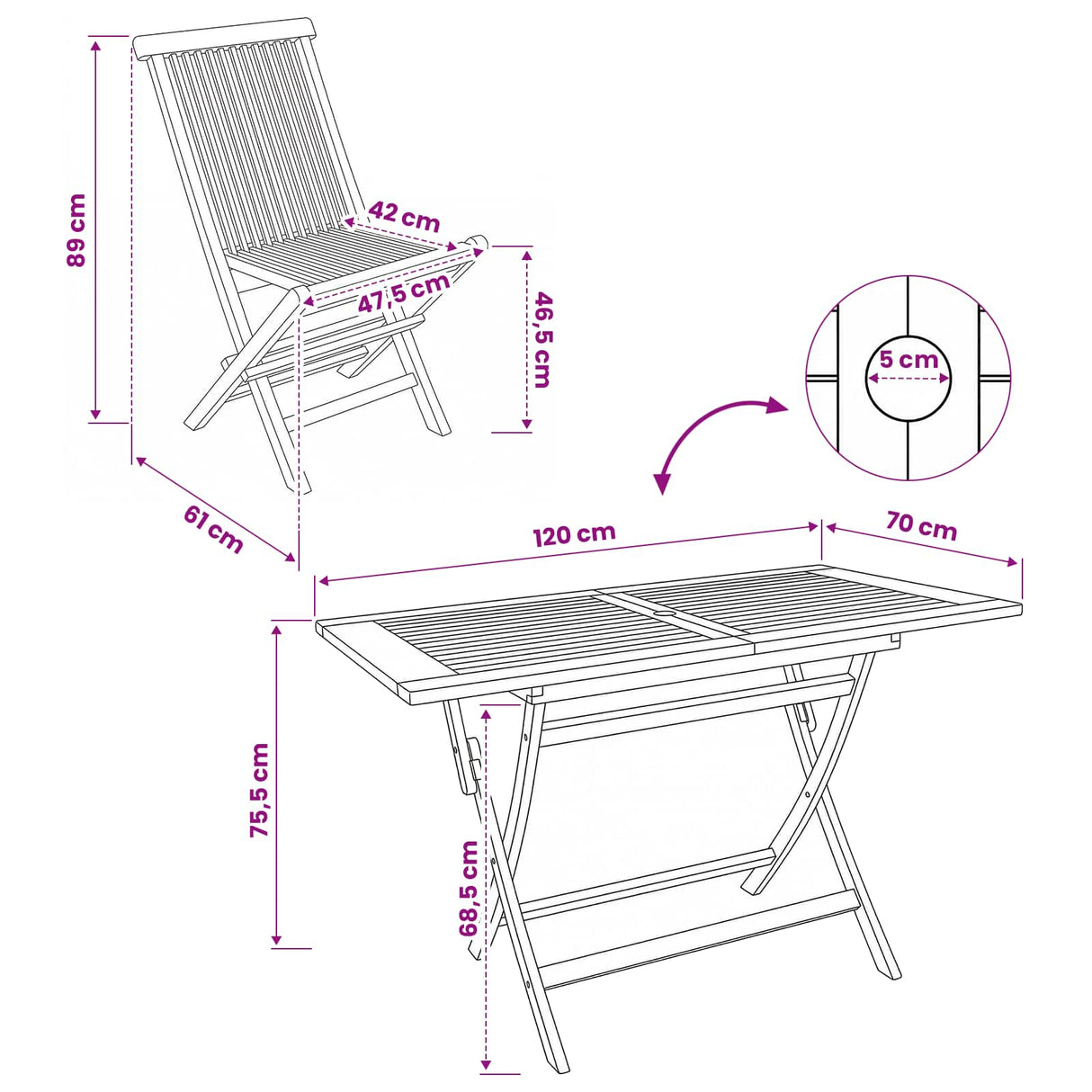 Garden Furniture Set 7 pcs Natural Solid Teak Wood