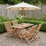 Garden Furniture Set 5 pcs Natural Solid Teak Wood