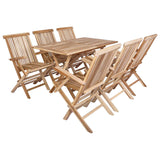 Garden Furniture Set 7 pcs Natural Solid Teak Wood - Front View