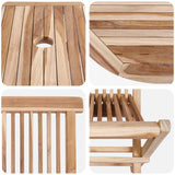 Garden Furniture Set 9 pcs Natural Solid Teak Wood - Rear View