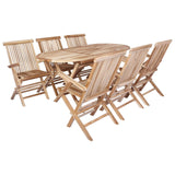 Garden Furniture Set 7 pcs Natural Solid Teak Wood