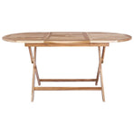 Folding Garden Table Natural 160 x 80 x 76 cm Solid Teak Wood, image 3