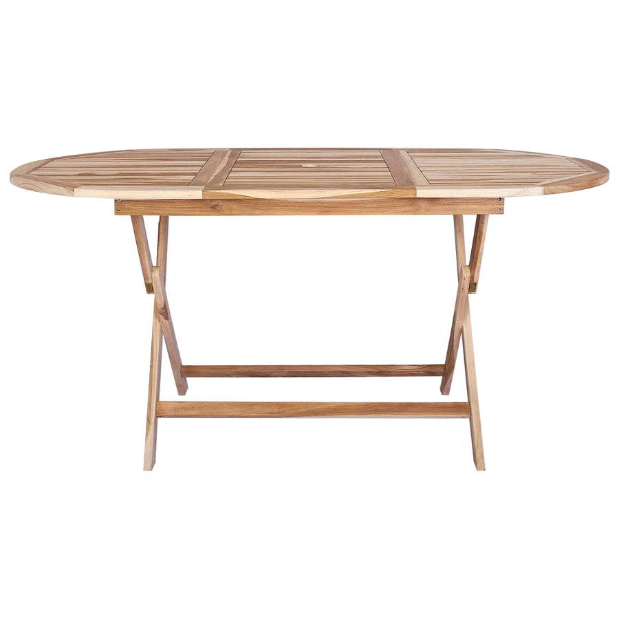 Folding Garden Table Natural 160 x 80 x 76 cm Solid Teak Wood, image 3