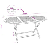 Folding Garden Table Natural 160 x 80 x 76 cm Solid Teak Wood