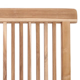 Folding Garden Chair 2 pcs Natural Solid Teak Wood - Close-Up Angle
