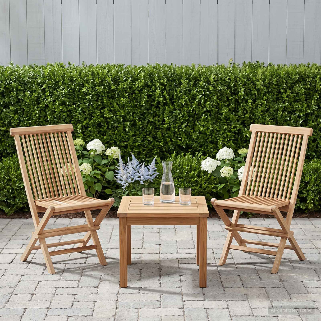 Folding Garden Chair 2 pcs Natural Solid Teak Wood