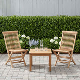 Folding Garden Chair 2 pcs Natural Solid Teak Wood